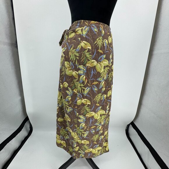 Liz Claiborne Hawaiian Linen Vintage‎ Maxi Skirt Tie Closure Womens Size M Brown - Picture 5 of 7
